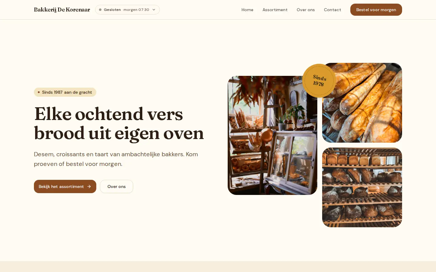 Voorbeeldontwerp: website van een bakkerij